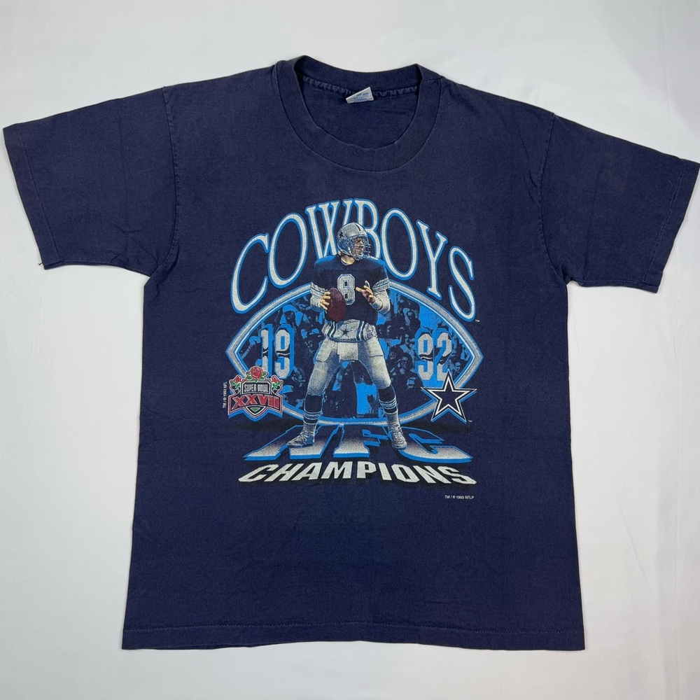 Vtg Salem Sportswear Dallas Cowboys Troy Aikman Mens T-Shirt Sz Large 90s B1